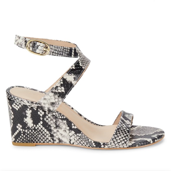 Stuart Weitzman Shoes - STUART WEITZMAN 75MM Snakeskin Embossed Leather Wedge Sandals Size 8